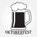 Octoberfest beer symbol isolated on white background. Beer mug or glass icon. Vector illustration